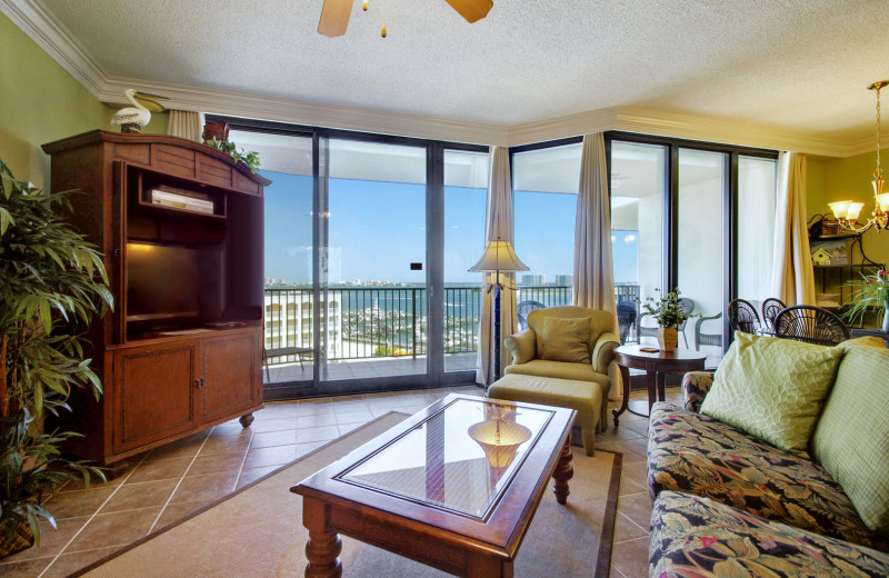 Rental living room at Gulf Coast Beach Getaways.