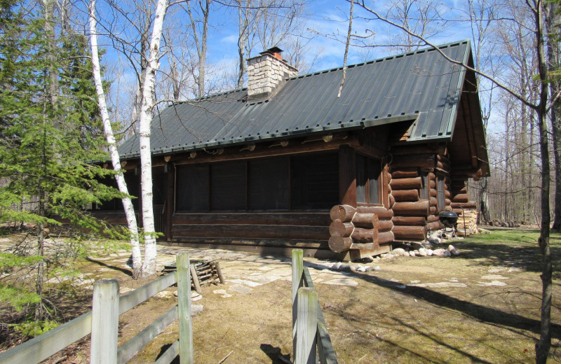 Cabin exterior at Drummond Island Resort and Conference Center.