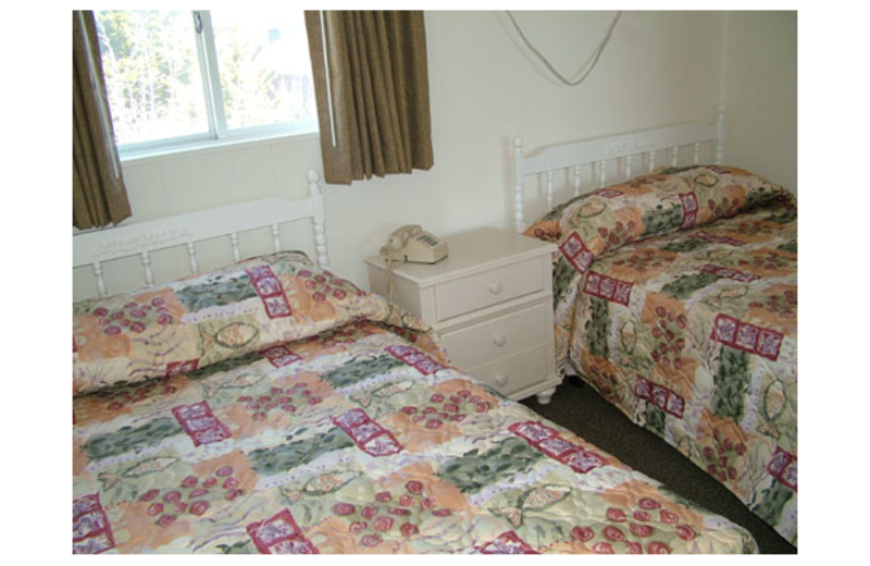 Guest beds at Lollipop Motel.