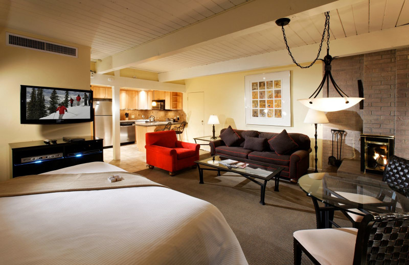 Condo guest room at Aspen Square Condominium Hotel.