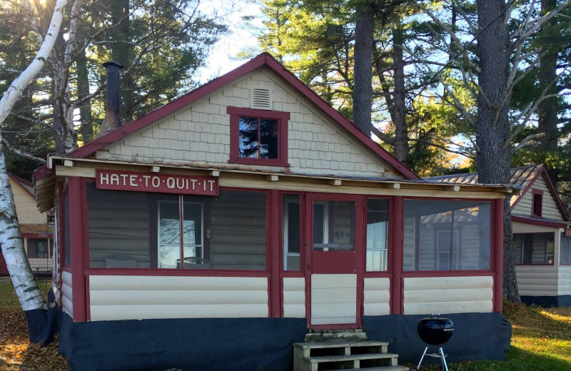 Cabin exterior at Wilsons on Moosehead Lake.