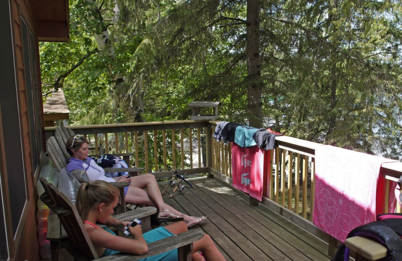 Cabin deck at Black Pine Beach Resort.