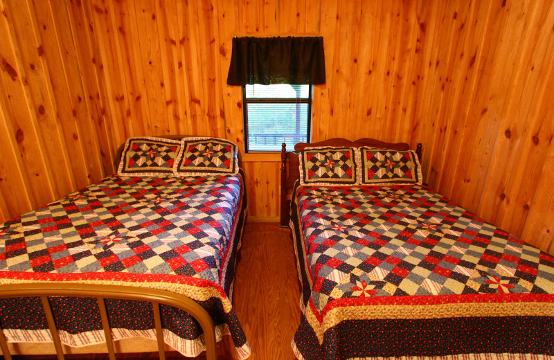 Cabin bedroom at Heath Valley Cabins.