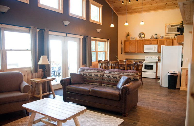 Cabin interior at Campfire Bay Resort.