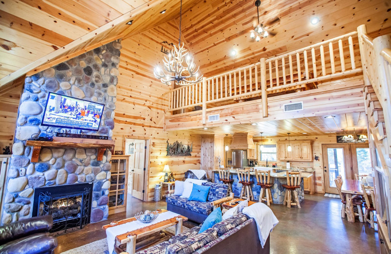Cabin living room at Blue Beaver Luxury Cabins.