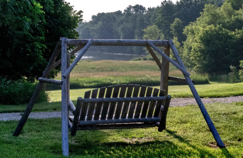 Swing bench at Red Cedar Lodge.