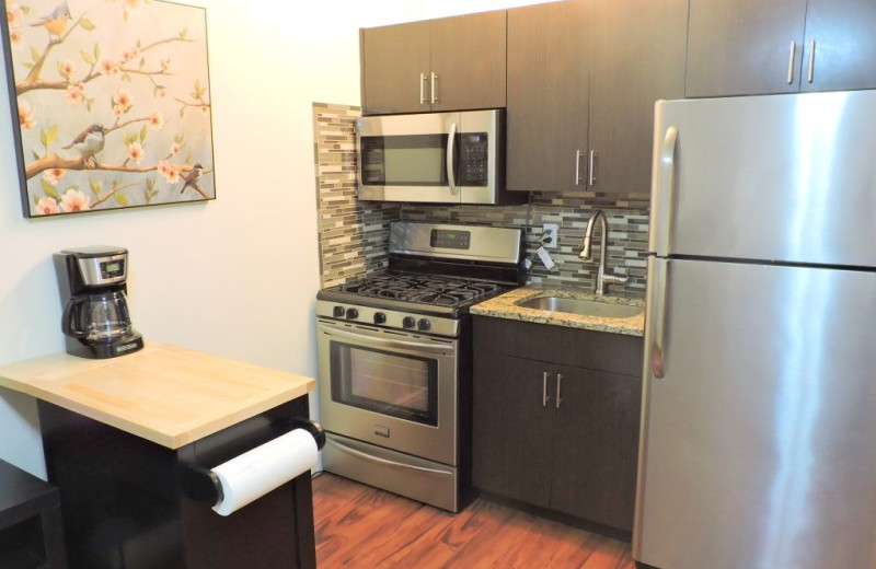 Rental kitchen at ValGal Vacation Rentals.