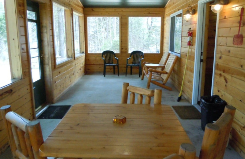 Cabin porch at Lakewood Lodge.