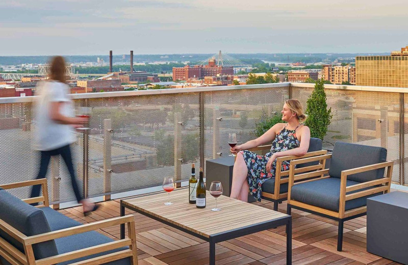 Patio at 21C Museum Hotel Kansas City.