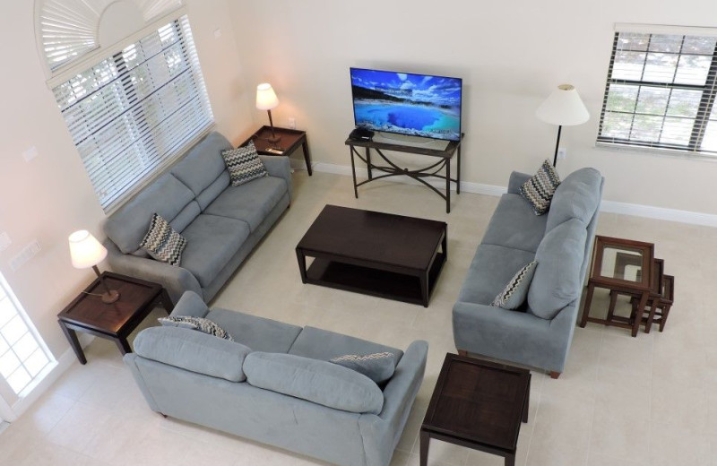 Rental living room at ValGal Vacation Rentals.