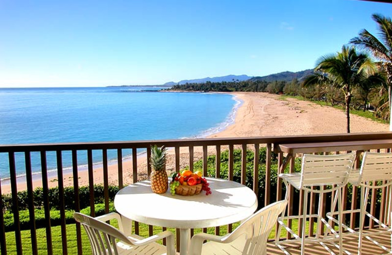 Vacation rental balcony view at Wailua Bay View Condos.