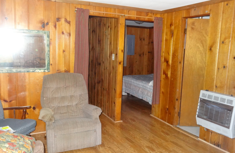 Cabin living room at Twin Oaks Resort & RV Park.