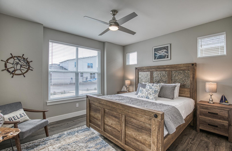 Rental bedroom at Oyhut Bay Seaside Village.