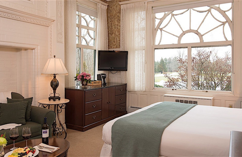 Guest room at Cranwell Spa & Golf Resort.