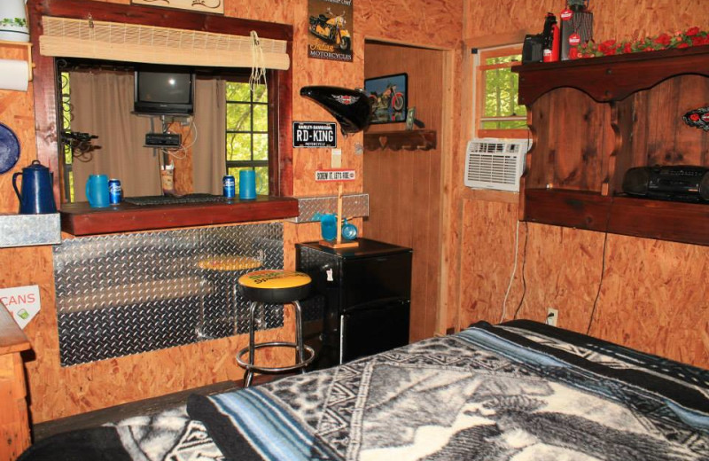 Cabin bedroom at Mountain Rest Cabins and Campground.