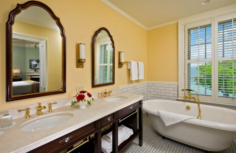 Guest bathroom at The Otesaga Resort Hotel.