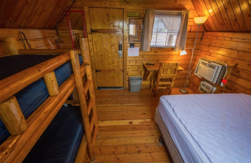Cabin bedroom at Colorado Springs KOA.