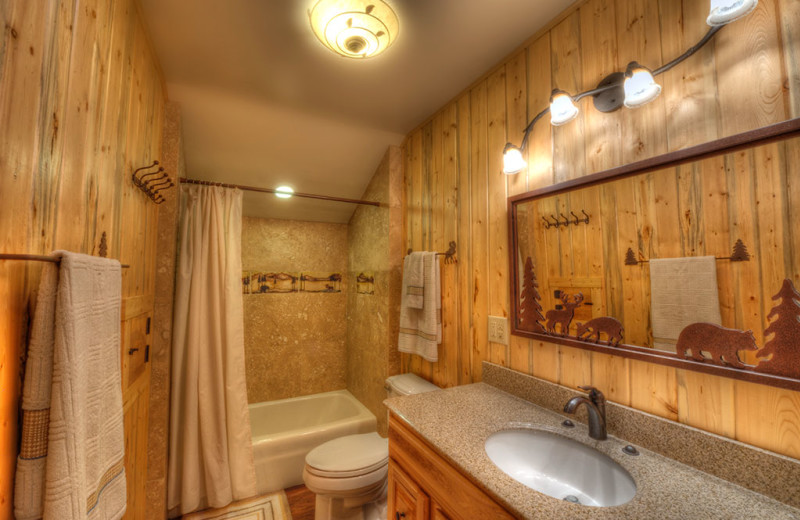 Cabin bathroom at Wild Skies Cabin Rentals.