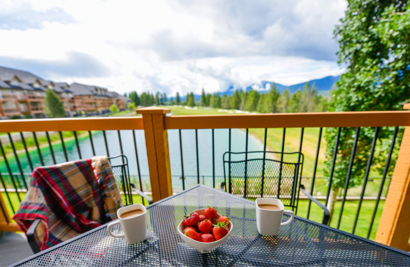 Guest balcony at Bighorn Meadows Resort.