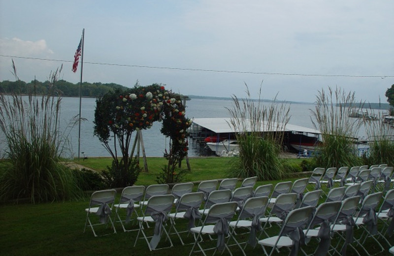 Outdoor wedding at Paradise Cove Marine Resort.