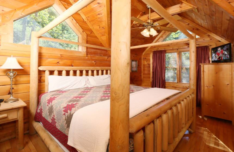Cabin bedroom at Little Valley Mountain Resort.