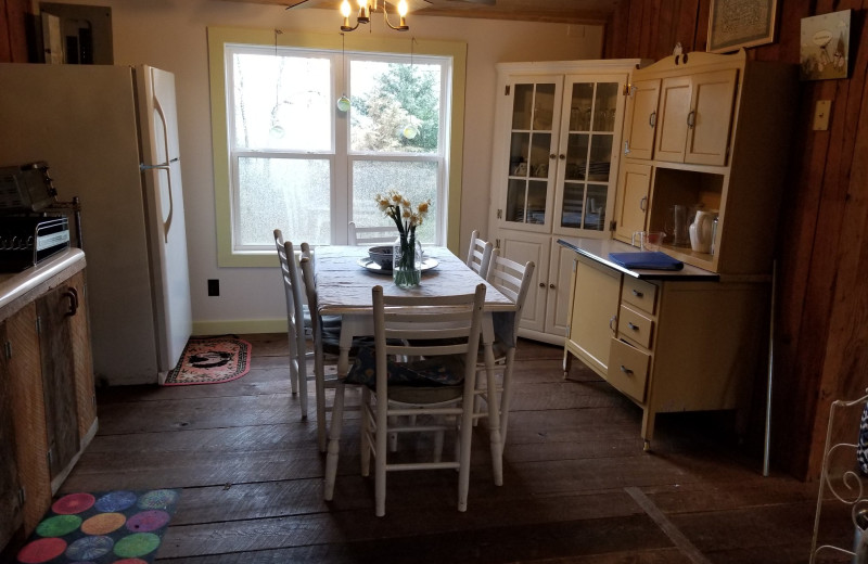 Cottage dining room at Blueberry Cottage at Mountain Farm.