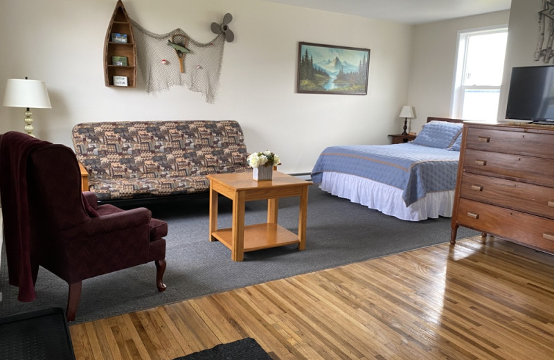 Cabin interior at Pelican Motel.