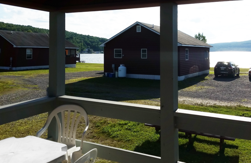 Cabin lake view at Jackson's Lodge and Log Cabins.