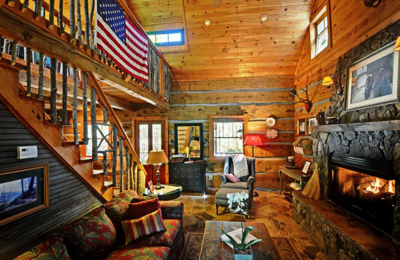 Cabin living room at Sliding Rock Cabins.