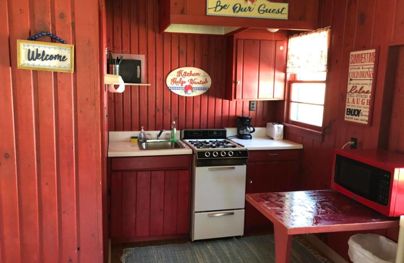 Cabin kitchen at Bell's Resort Bar and Grill.