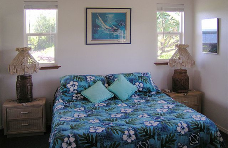 Vacation rental bedroom at Big Island Vacation Rentals.