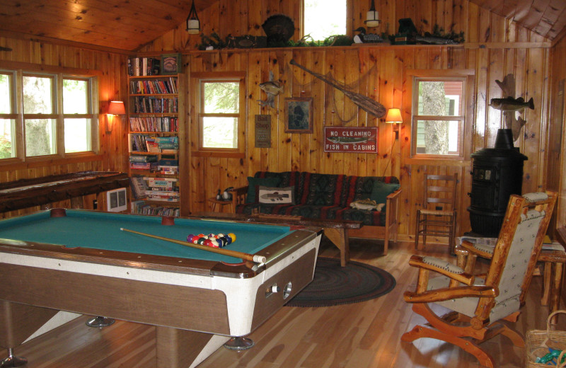 Cabin interior at Two Inlets Resort.