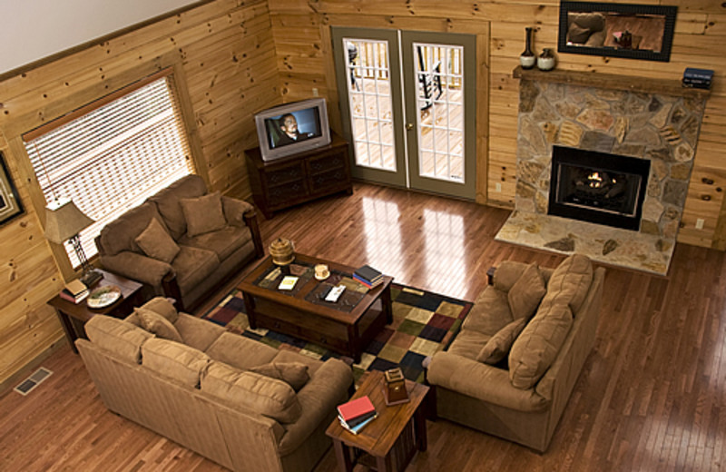 Cabin living room at Rock Creek Cabins.