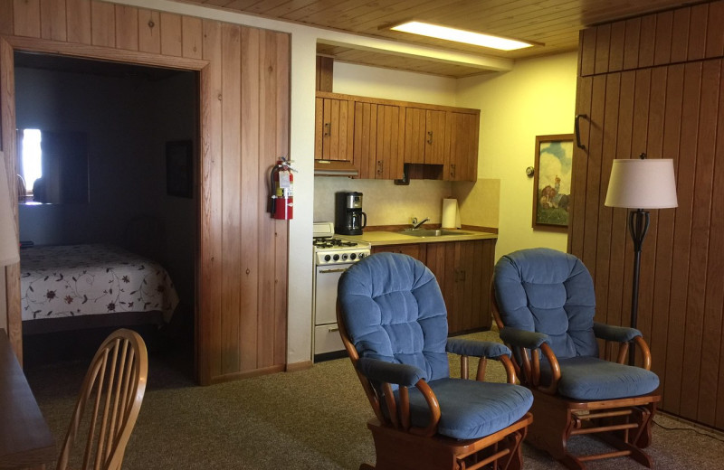 Guest room at Thomsonite Beach Inn & Suites.