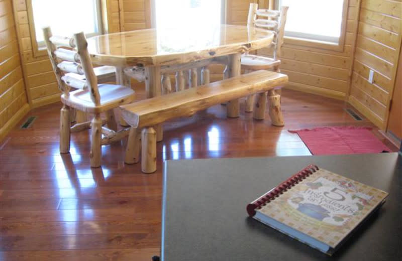 Cabin living room at Red Cedar Lodge.