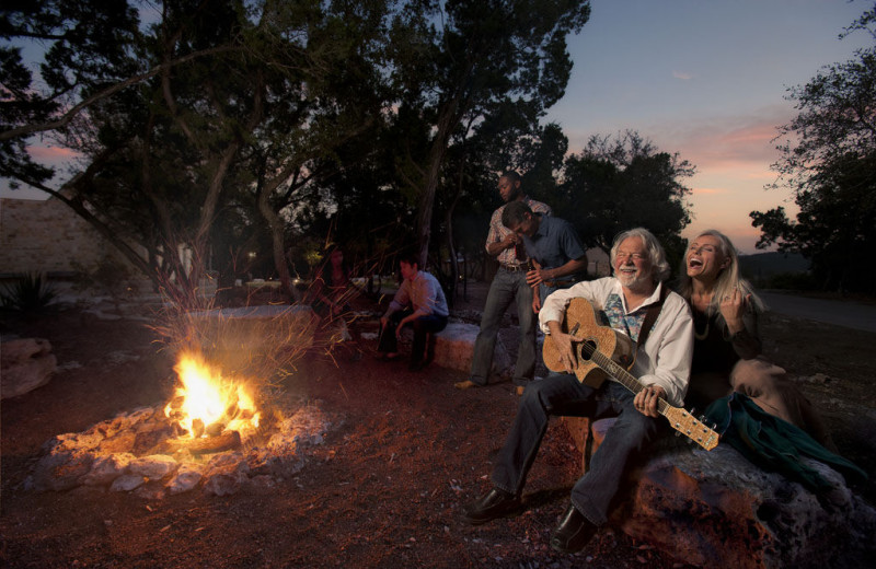 Around the fire at Travaasa Austin.