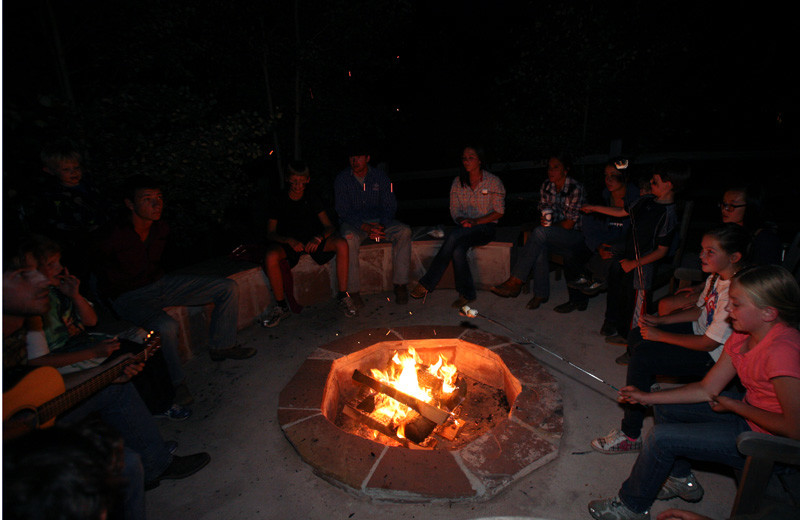Campfire at Tumbling River Ranch.