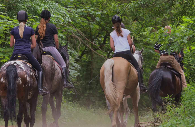 Horseback riding at Chalets in Hocking Hills.