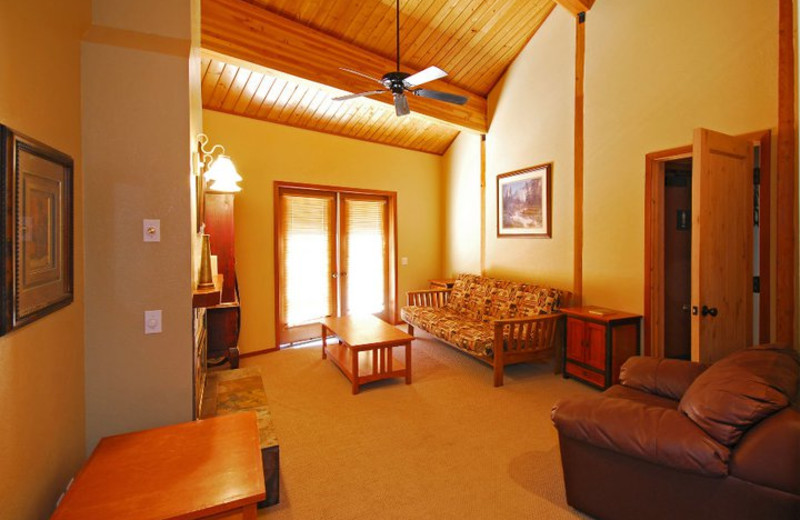 Vacation rental living room at Bear Creek Lodge.