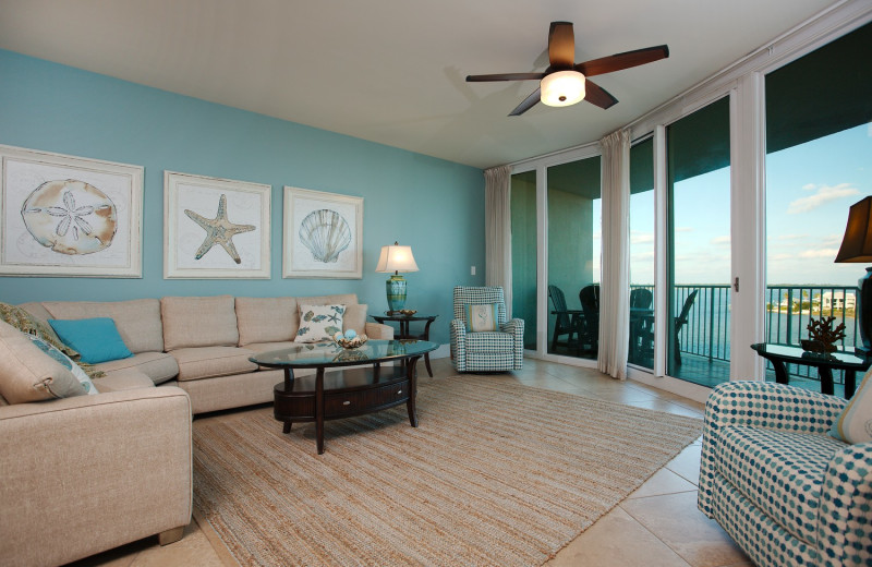 Rental living room at Paradise Gulf Properties.