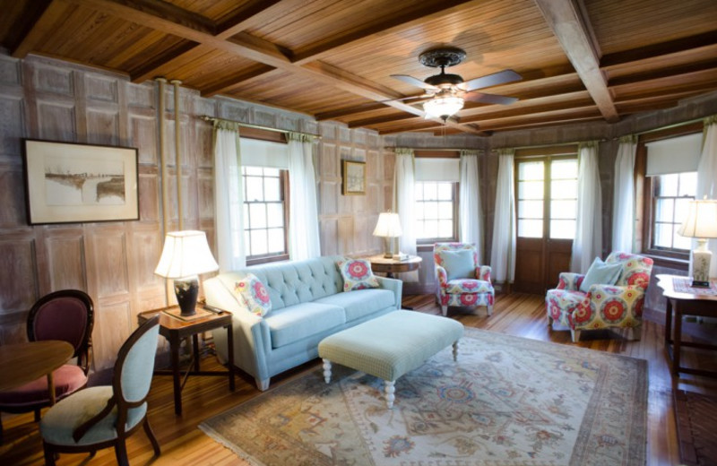 Cottage living room at Beachmere Inn.