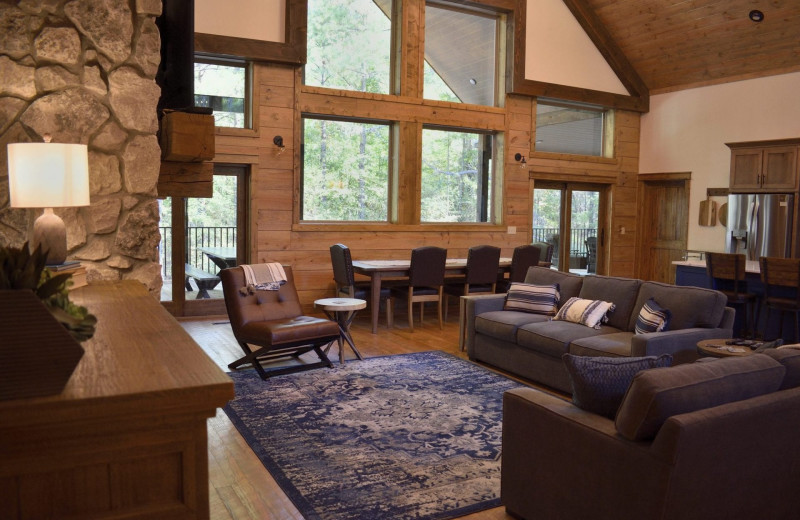 Rental living room at White Glove Luxury Cabins.