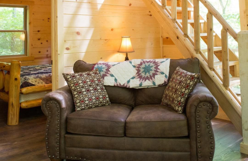 Cabin interior at Corban Cabin Getaways.