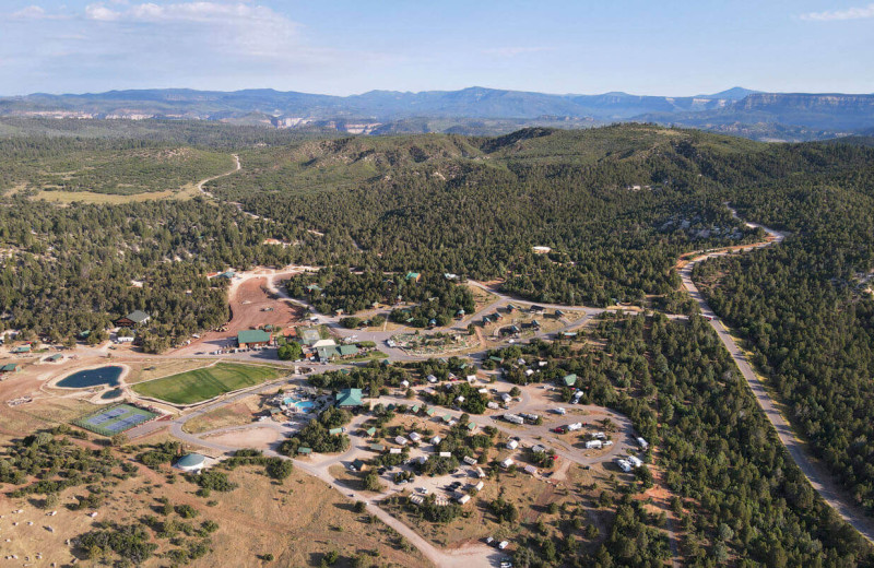 Aerial view of Zion Ponderosa Ranch Resort.