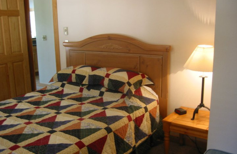 Cabin bedroom at Timberline Meadows Lodges.