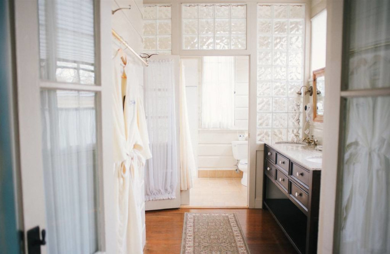 Guest bathroom at Camellia Inn.