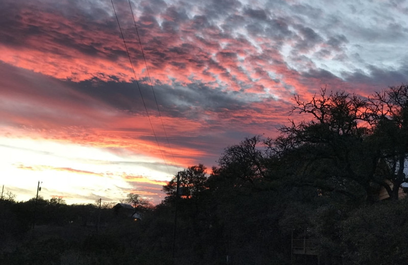Sunset at Walnut Canyon Cabins.