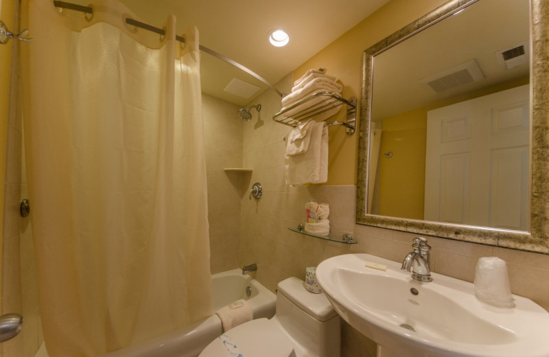 Guest bathroom at Fleur De Lis Beach Resort.