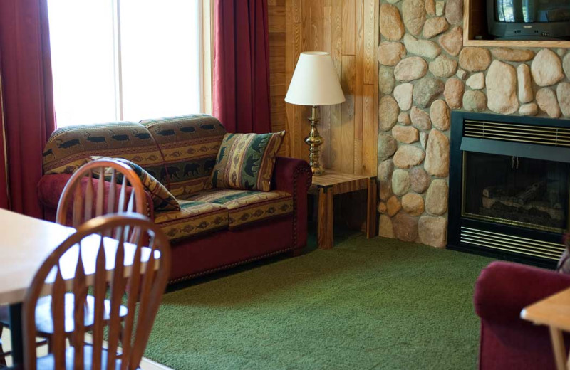 Cabin living room at Gull Lake Resort.