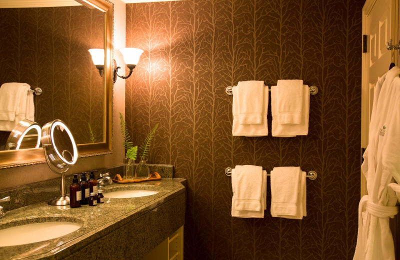 Guest bathroom at The Lodge at Woodloch.